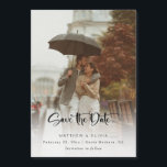 Invitación Magnética Modern Save the Date Calligraphy Script con foto<br><div class="desc">Personalizado moderno y elegante Guardar el guión de fecha. Plantilla de características para la foto,  filtro opaco opcional y campo de texto editable.</div>