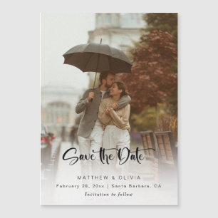 Invitación Magnética Modern Save the Date Calligraphy Script con foto