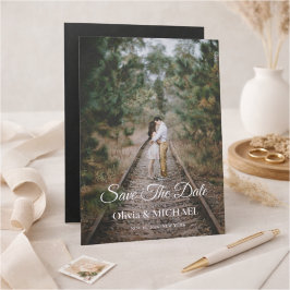 Invitación Magnética Modern Script Elegant Wedding Photo Save The Date