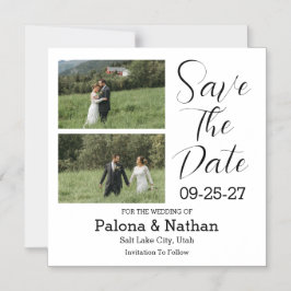 Invitación Magnética Modern Script Photo Wedding Save The Date