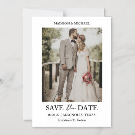 Invitación Magnética Modern Script Photo Wedding Save The Date