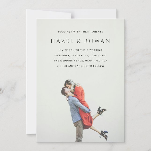 Invitación Magnética Modern Simple Photo Wedding (Anverso)