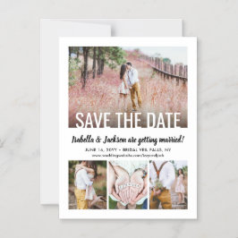 Invitación Magnética Modern Typography Four Photo Wedding Save the Date