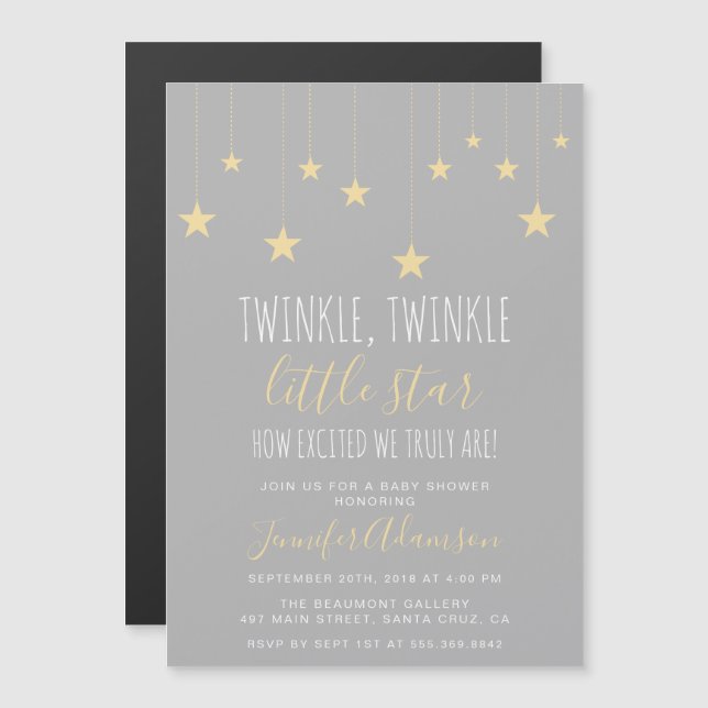 Invitación Magnética Moderna Baby Shower de Little Star (Anverso/Reverso)