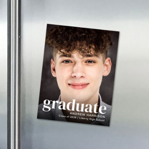 Invitación magnética moderna de graduación fotográ