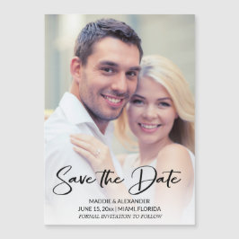 Invitación Magnética Moderna foto para guardar el compromiso manuscrito