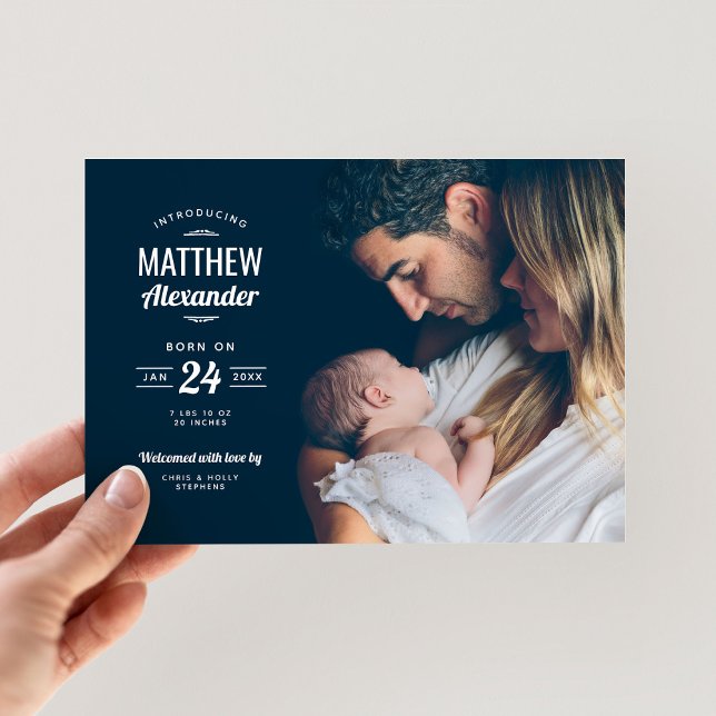 Invitación Magnética Moderna foto superposición Anuncio de nacimiento m (Subido por el creador)