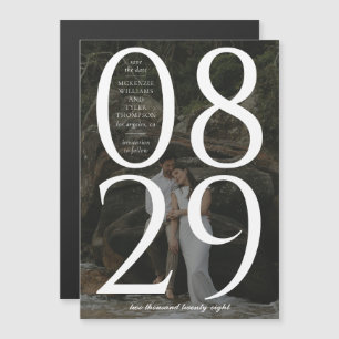 Invitación Magnética Moderna negrita Gran Fecha Fondo de la foto Guarda