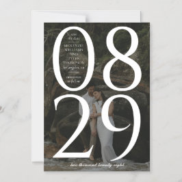 Invitación Magnética Moderna negrita Gran Fecha Fondo de la foto Guarda