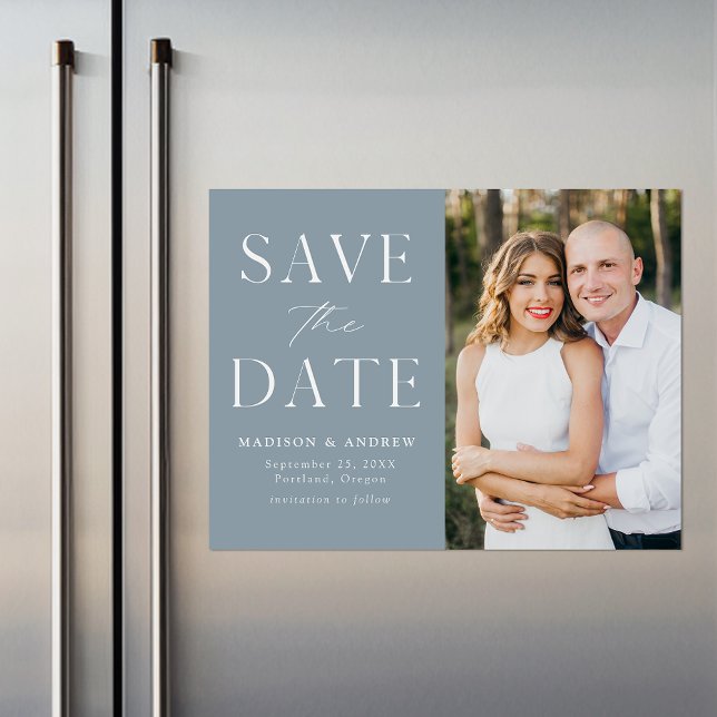 Invitación Magnética Moderna y elegante foto azul turquesa salva la fec (Subido por el creador)