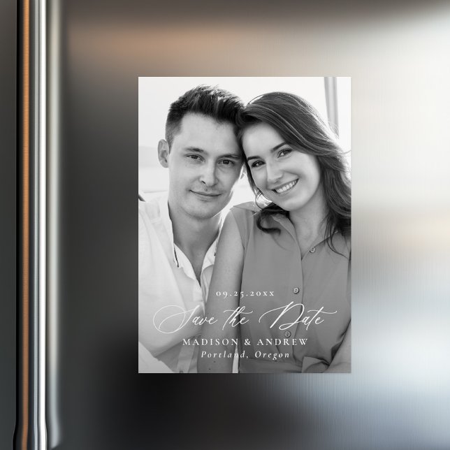 Invitación Magnética Moderna y elegante foto de caligrafía salva la fec (Subido por el creador)