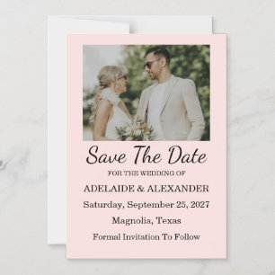 Invitación Magnética Moderno Ahorra la Fecha de Boda Rosa Rubor