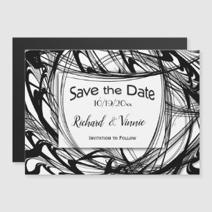 Invitación Magnética Moderno blanco y negro salven la fecha