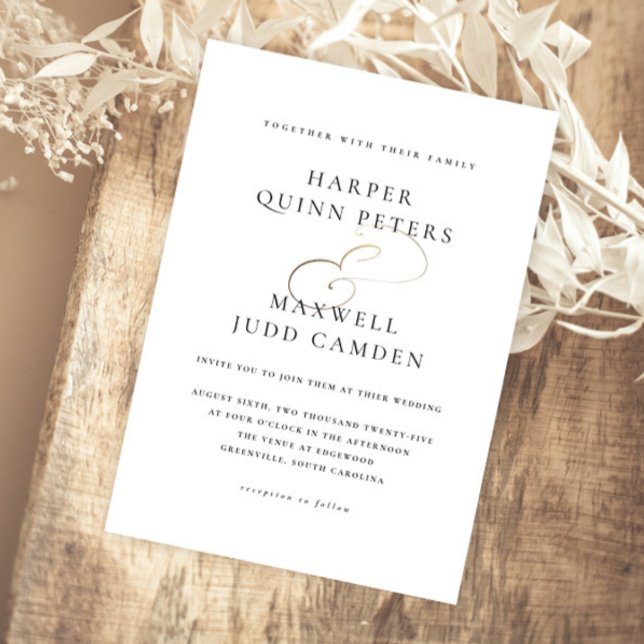 Invitación Magnética Moderno Boda elegante en blanco y negro (Elegant typography gold script calligraphy magnetic wedding invitations.)