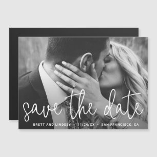 Invitación Magnética Moderno Elegante Foto Boda Guardar la Fecha