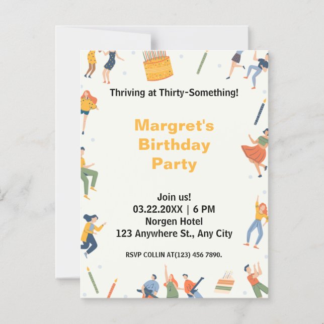 Invitación Magnética Moderno fiesta de cumpleaños lindo (Anverso)