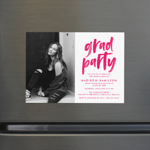 Invitación Magnética Moderno Fiesta de Grad con guión gráfico de pincel