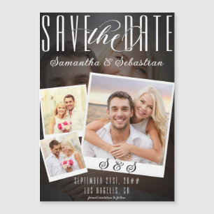 Invitación Magnética Moderno guión de moda 3 Boda fotográfica Guardar l