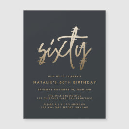 Invitación Magnética Moderno guión elegante de 60 años simple