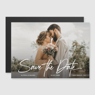 Invitación Magnética Moderno Personalizado simple foto boda ahorrando l