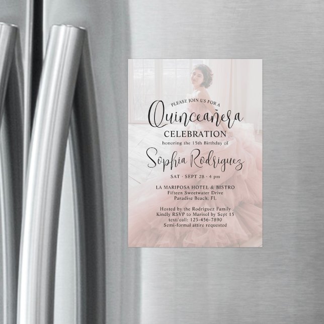 Invitación Magnética Moderno resumen fotográfico de quinceañera 15 años (Subido por el creador)