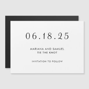 Invitación Magnética Moderno Save the Date Minimalista en Blanco y Negr