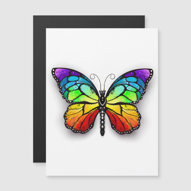 Invitación Magnética Monarca de mariposa arcoiris (Anverso/Reverso)