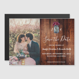 Invitación Magnética Monograma rústico de madera mason foto Guardar fec