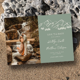 Invitación Magnética Montaña Al Aire Libre Sage Green Wedding Save The 