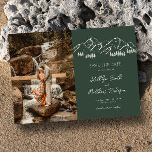 Invitación Magnética Montaña Al Aire Libre Sage Green Wedding Save The 