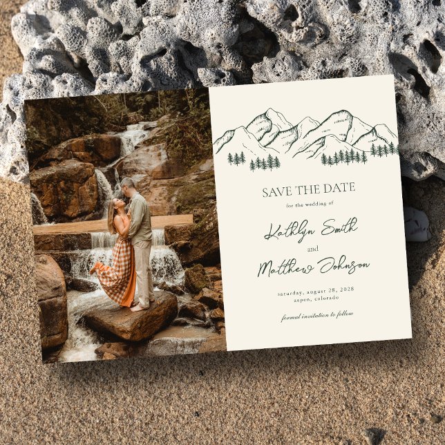 Invitación Magnética Montaña Al Aire Libre Sage Green Wedding Save The  (Subido por el creador)