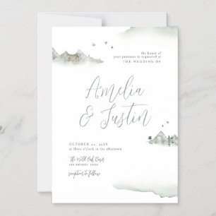 Invitación Magnética Montañas acuarelas Boda de destino al aire libre
