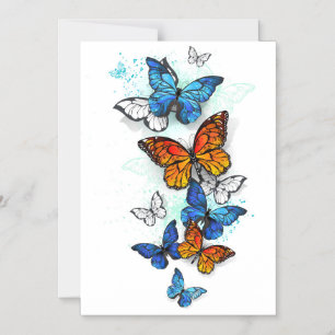 Invitación Magnética Morfo y monarca de las mariposas voladoras