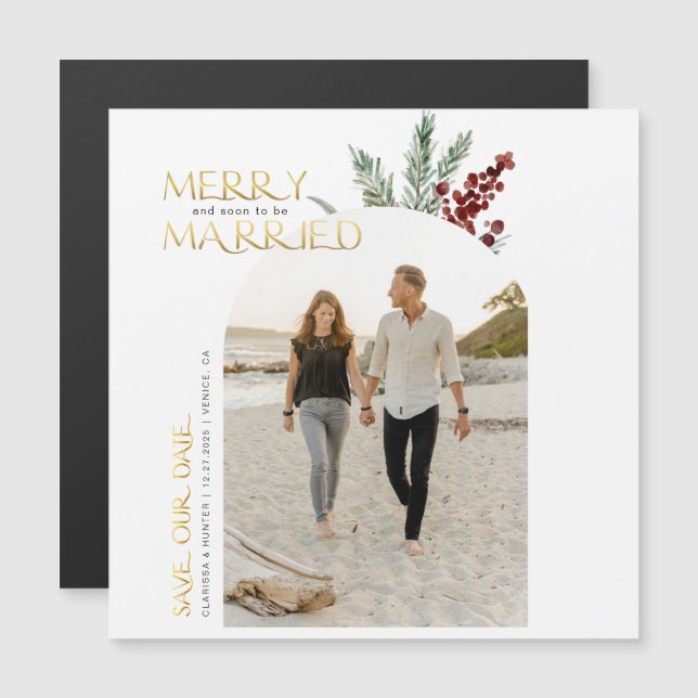 Invitación Magnética Mucho Pronto Para Ser Navidades Casados Ahorra La  (Anverso/Reverso)