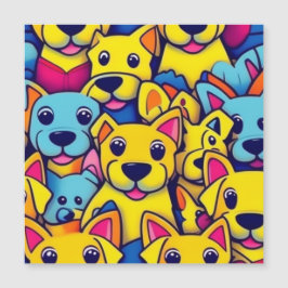 Invitación Magnética Muchos perros amarillos felices