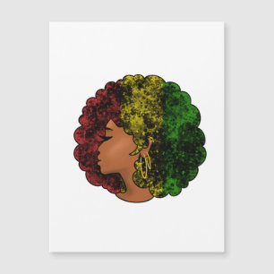 Invitación Magnética Mujer negra rasta afro rojo amarillo verde 