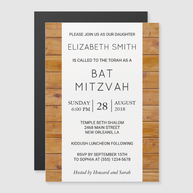 Invitación Magnética Muro del granero, tablas de madera, Mitzvah del mu (Anverso/Reverso)
