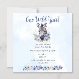 Invitación Magnética Nacimiento de cebra floral azul