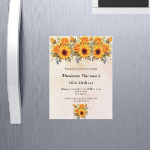 Invitación Magnética Nacimiento de girasoles vegetación rústico amarill