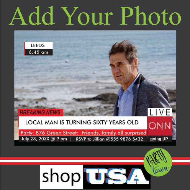 Invitación Magnética Nacimiento divertido de TV News Mens (BREAKING NEWS FUNNY)