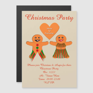 Invitación Magnética Navidades Cuidados Gingerbread Pareja Personalizad