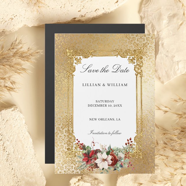 Invitación Magnética Navidades de la Opulencia Dorada Boda Salva la Fec (Subido por el creador)