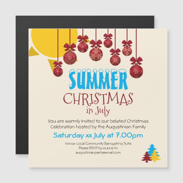Invitación Magnética NAVIDADES EN LA Celebración BBQ DEL Verano DE JULI (Anverso/Reverso)