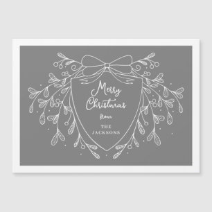 Invitación Magnética Navidades escudo mistletoe arte de línea blanca gr