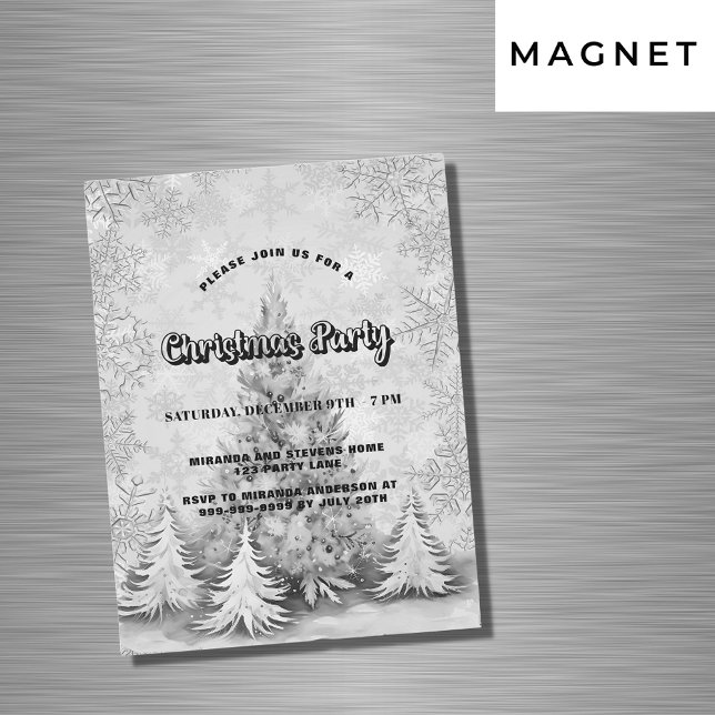 Invitación Magnética Navidades fiesta copos de nieve de plata blanca de (Subido por el creador)