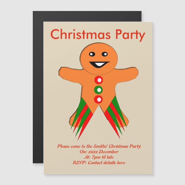 Invitación Magnética Navidades Fiesta Gingerbread Personalizado invita (Anverso/Reverso)
