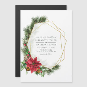 Invitación Magnética Navidades florales de acuarela Boda geométrico