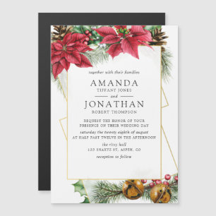 Invitación Magnética Navidades florales de acuarela Boda geométrico