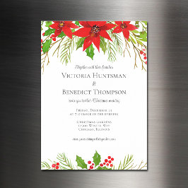 Invitación Magnética Navidades rojos clásicos Boda floral de Poinsettia