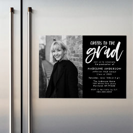 Invitación Magnética Negro | Saludos a la fiesta de graduación de guión